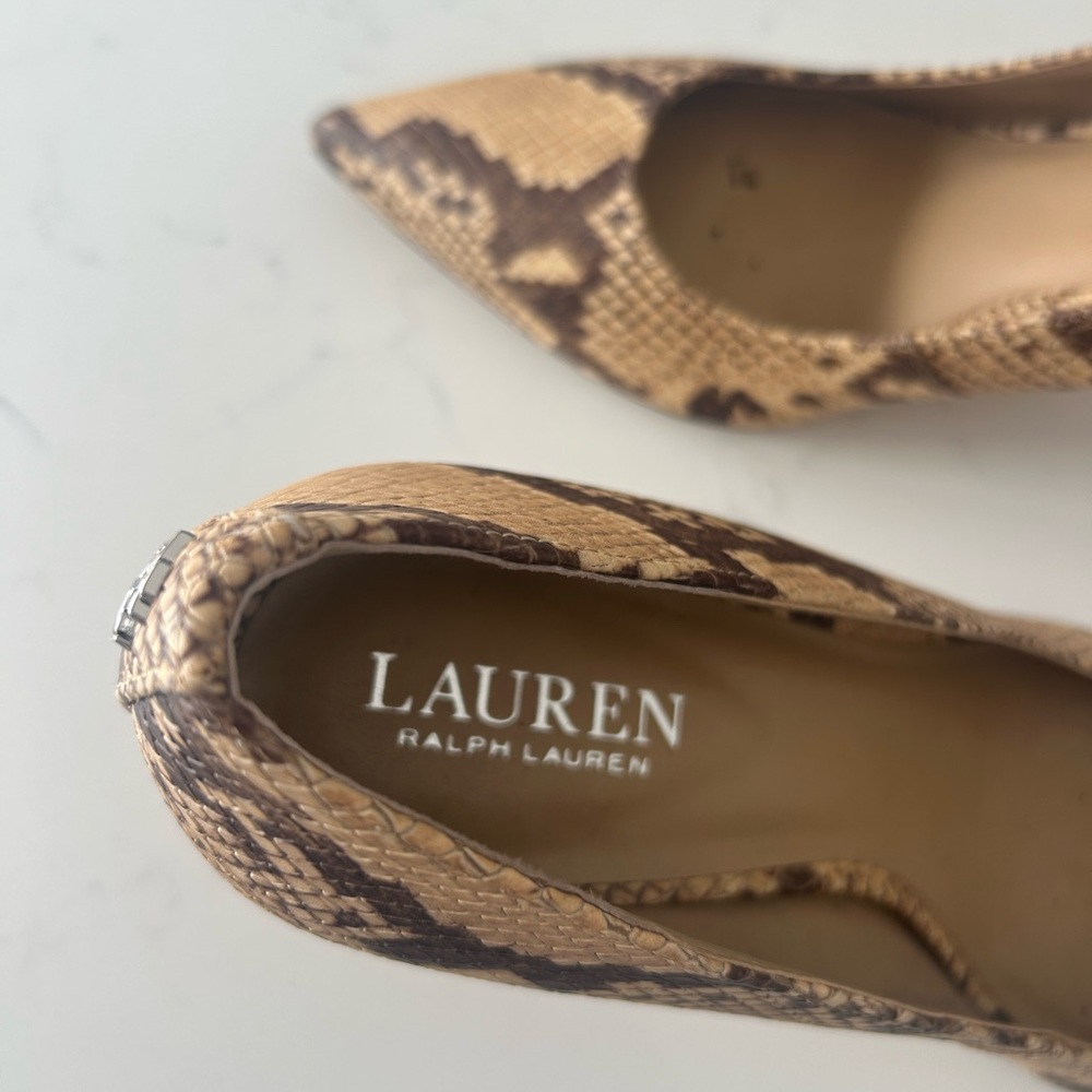 Lauren Ralph Lauren Brown Snake Print Heels